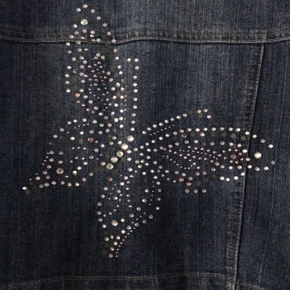 U-51 Jeans Rhinestone Butterfly Cropped Jacket - Picture 4 of 4